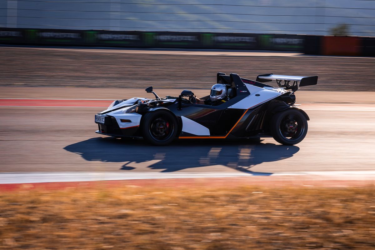 KTM X-Bow panning at golden hour