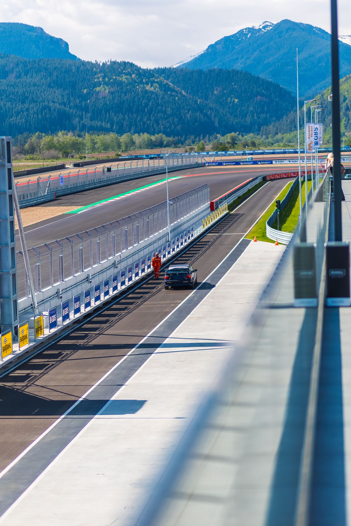 Pit lane with the mountains behind